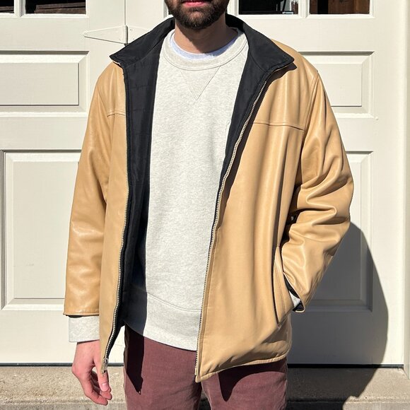 Leather, tan, vintage. insulated jacket - Picture 4 of 5